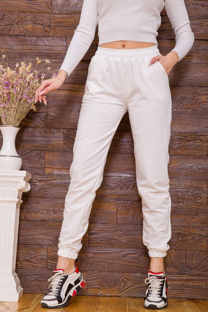 Купить Спорт штаны женские  - уценка, цвет молочный, 182R121-U оптом - Фото №1