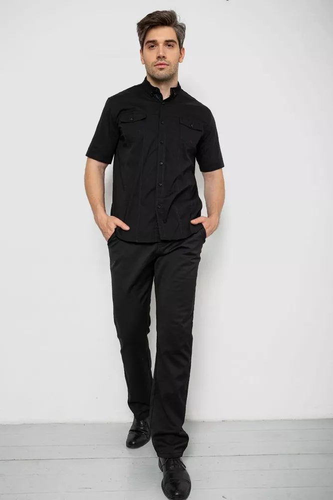 Купити Сорочка чоловіча однотонна, колір чорний, 214R6917-2 - Фото №2