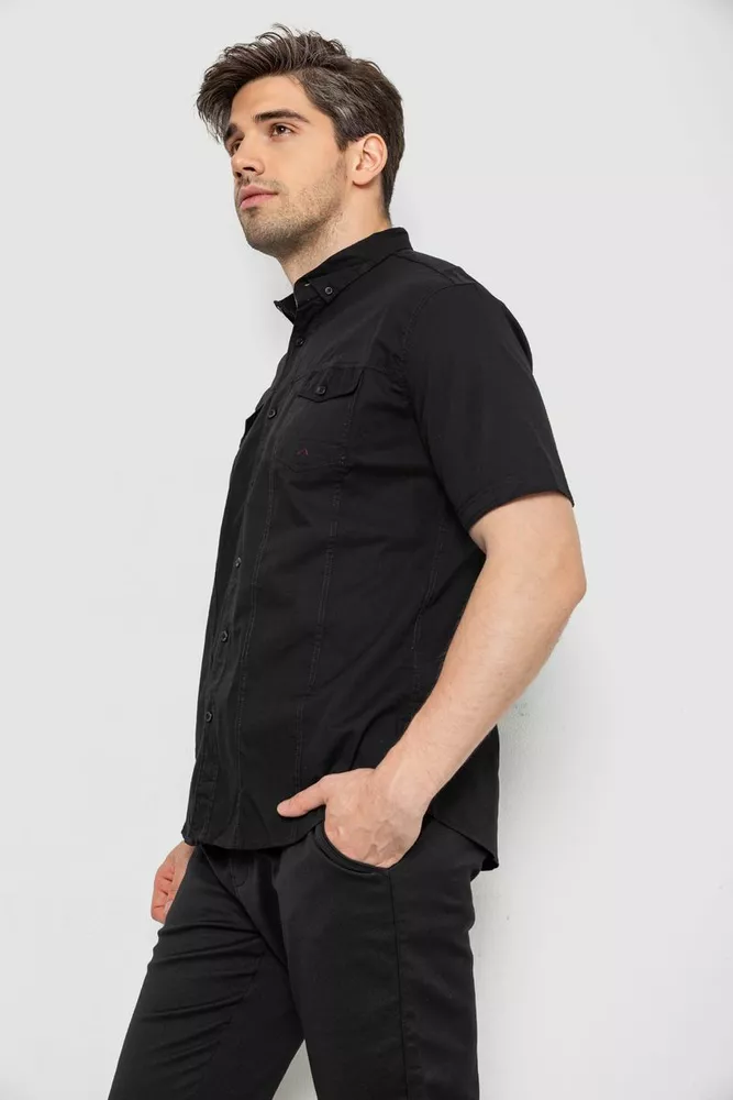Купити Сорочка чоловіча однотонна, колір чорний, 214R6917-2 - Фото №3