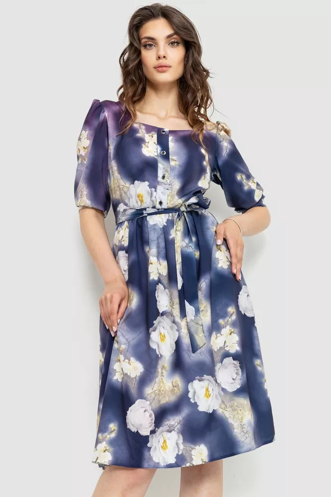 Купити Сукня з поясом, колір різнобарвний, 230R039-2 оптом - Фото №1