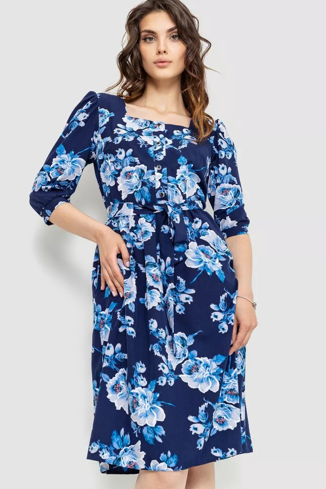 Купити Сукня з поясом, колір синьо-блакитний, 230R039-2 - Фото №1