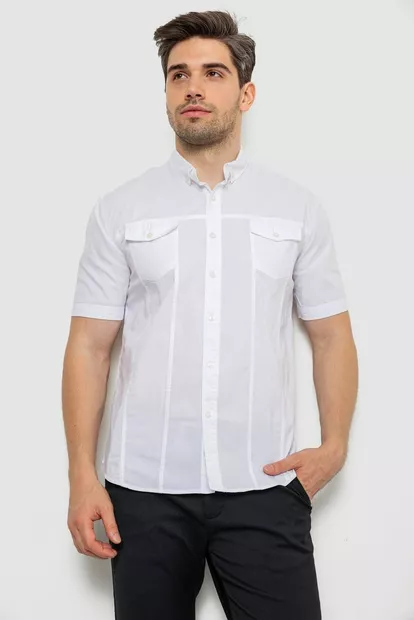 Сорочка чоловіча однотонна, колір білий, 214R6917-2