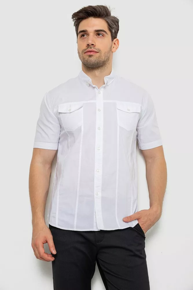 Купити Сорочка чоловіча однотонна, колір білий, 214R6917-2 - Фото №1
