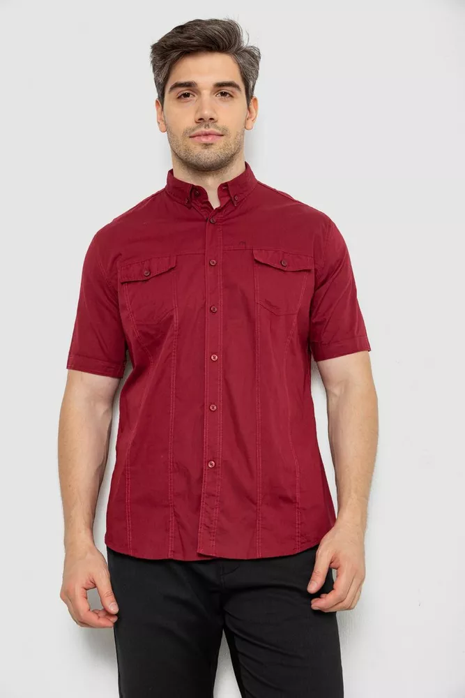 Купити Сорочка чоловіча однотонна, колір бордовий, 214R6917-2 - Фото №1