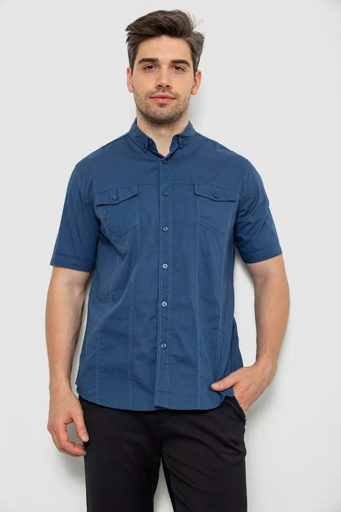 Купити Сорочка чоловіча однотонна, колір синій, 214R6917-2 - Фото №1
