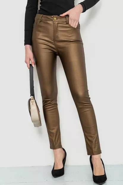 Штани жіночі стрейч, колір темно-золотистий, 246R3019