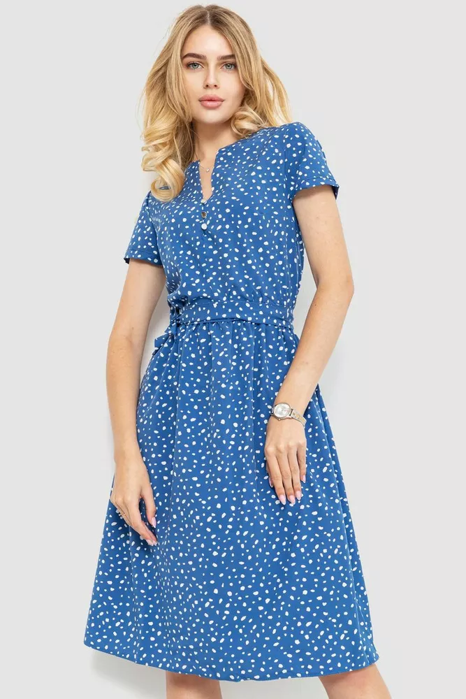 Купити Сукня у горох, колір синьо-білий, 230R006-23 оптом - Фото №1