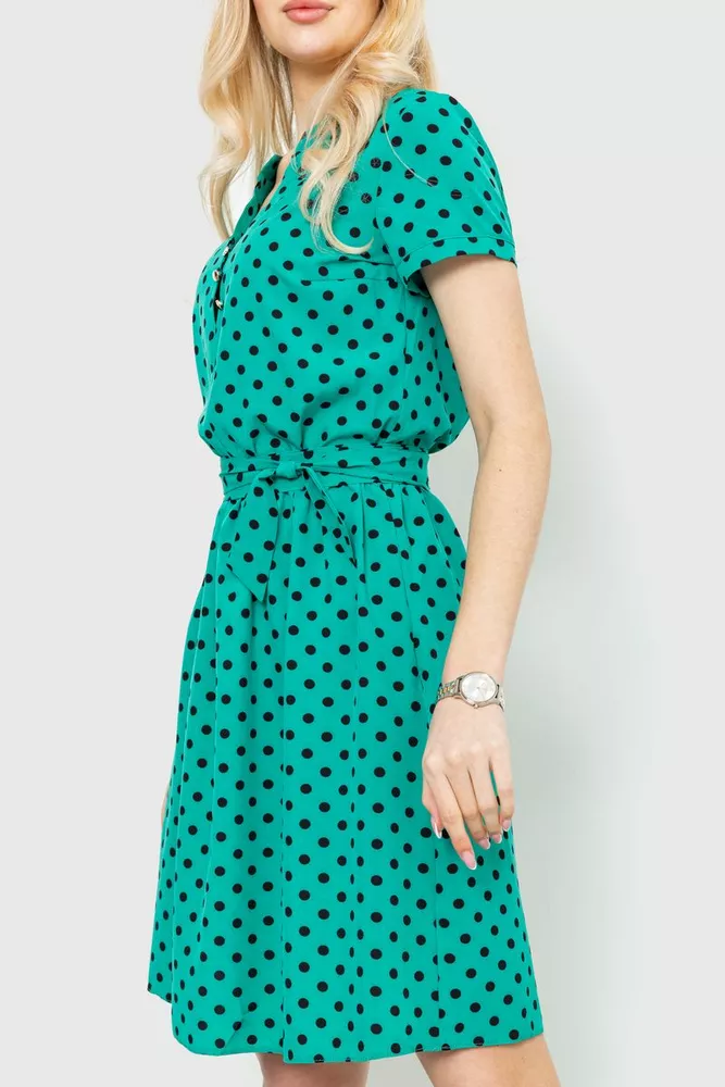 Купить Платье в горох, цвет зеленый, 230R006-23 - Фото №1