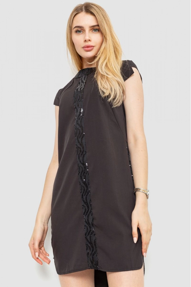 Купить Платье с пайетками нарядное, цвет черный, 176R131 - Фото №1