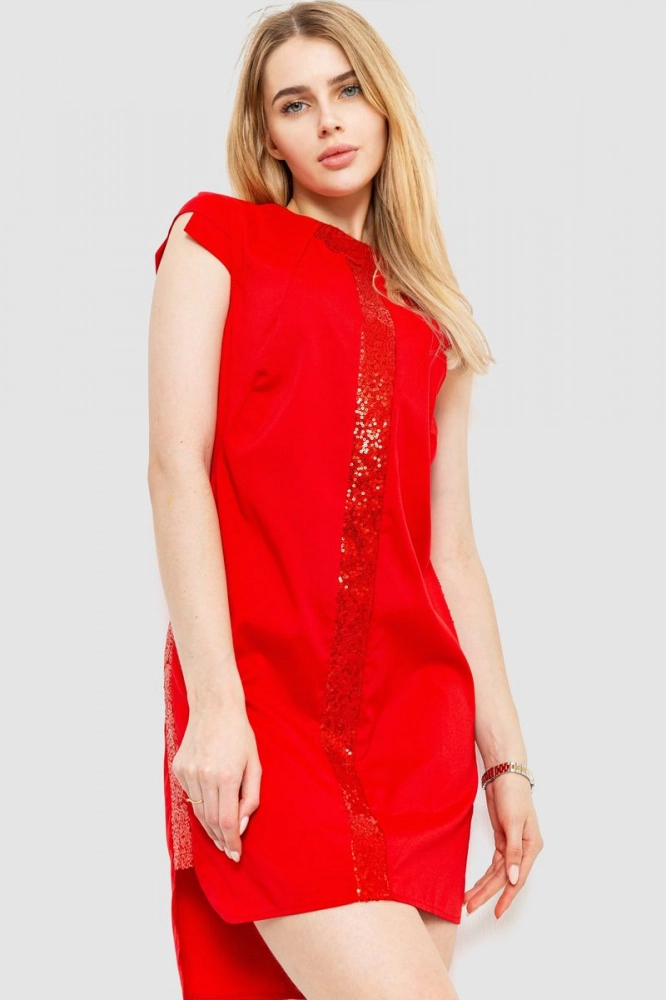 Купить Платье с пайетками нарядное, цвет красный, 176R131 - Фото №1