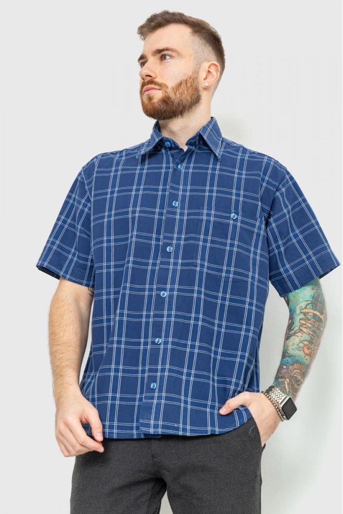 Купить Рубашка мужская в клетку, цвет синий, 167R0507 - Фото №1