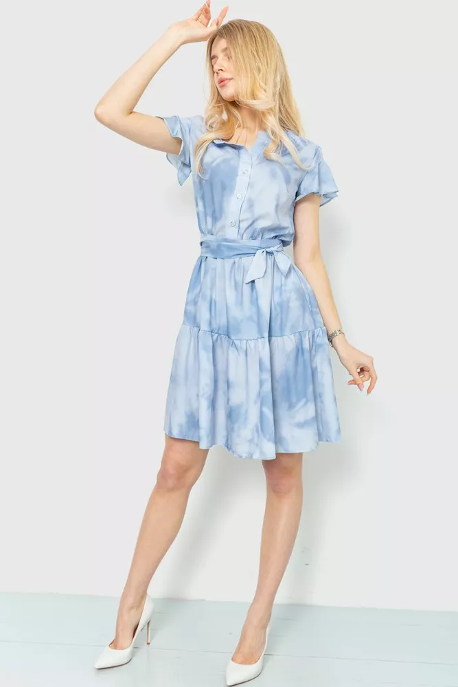 Купити Сукня однотонна, колір сіро-блакитний, 230R023-3 - Фото №1
