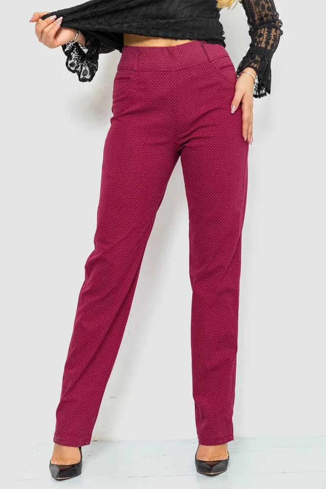 Купити Штани жіночі класичні, колір бордовий, 214R319 оптом - Фото №1