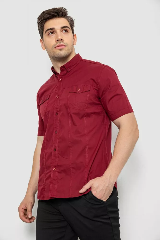 Купити Сорочка чоловіча однотонна, колір бордовий, 214R6917-7 - Фото №3
