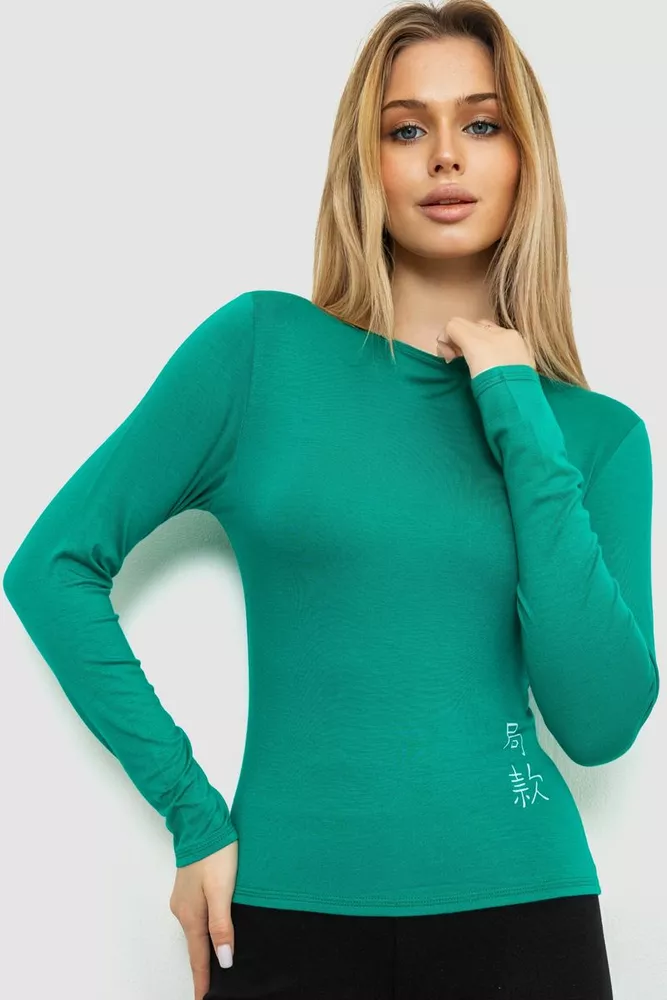 Купити Лонгслів жіночий, колір зелений, 186R305 - Фото №1