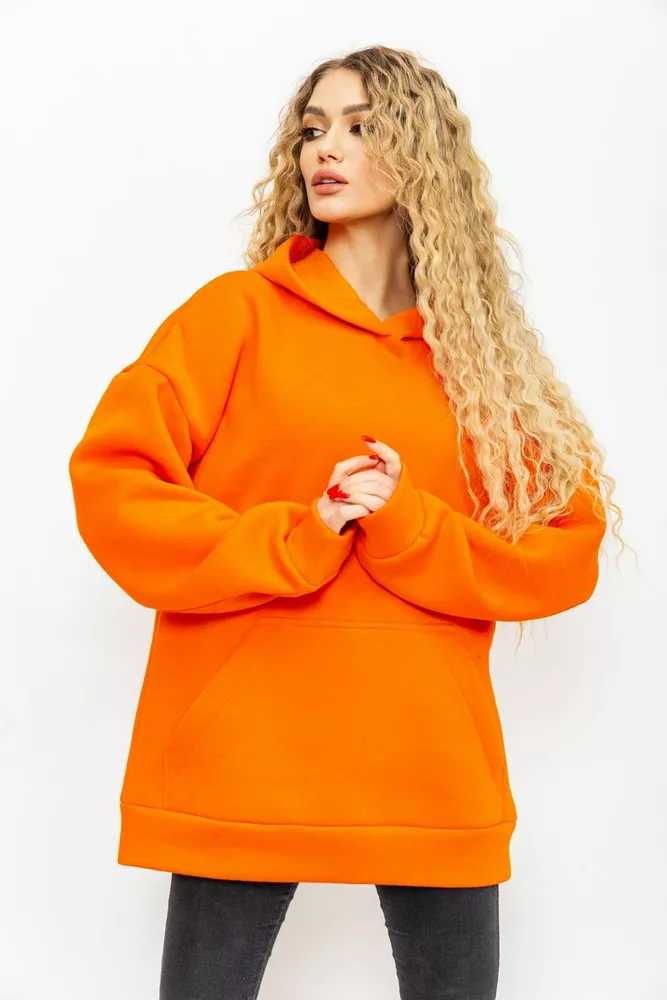 Купить Худи женский на флисе, цвет оранжевый, 102R314 - Фото №1