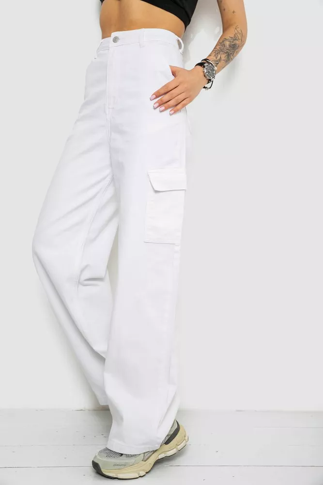 Купити Джинси жіночі Loose Fit з кишенями, колір білий, 182R2552 - Фото №3