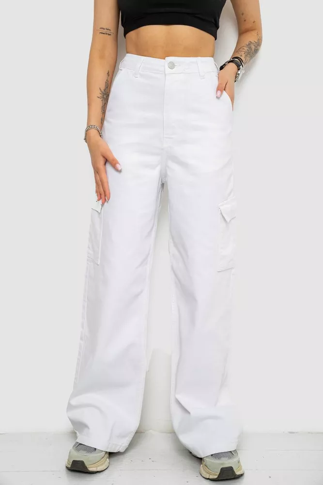 Купити Джинси жіночі Loose Fit з кишенями, колір білий, 182R2552 - Фото №1