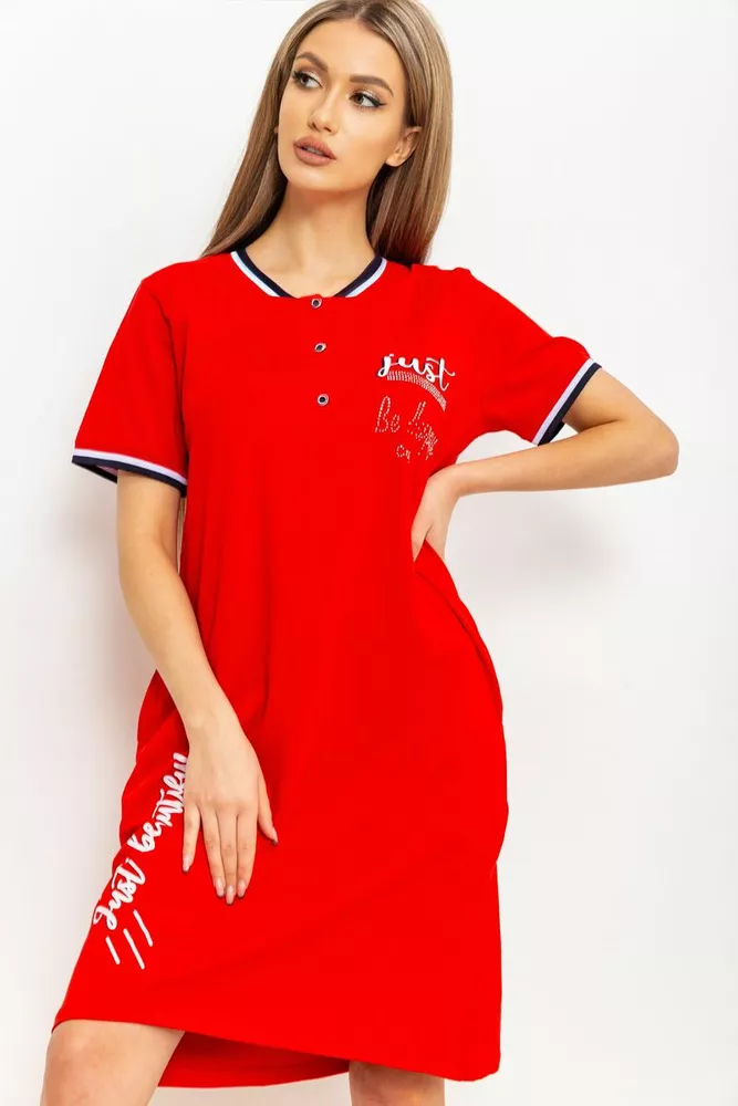 Купити Сукня жіноча домашня, колір червоний, 219RT-419 - Фото №1
