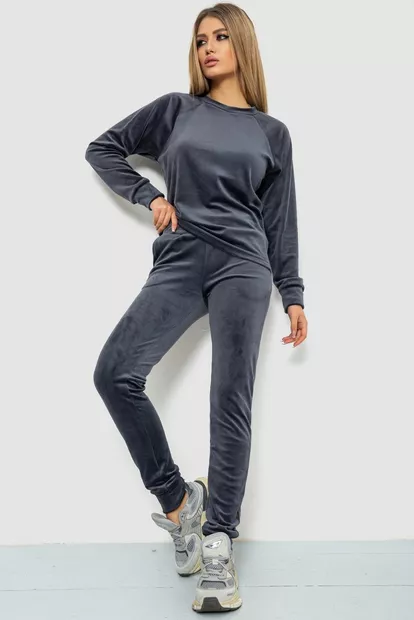 Спорт костюм жіночий велюровий, колір темно-сірий, 102R272