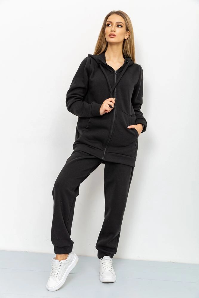 Купити Спорт костюм жіночий на флісі, колір чорний, 119R205 - Фото №1