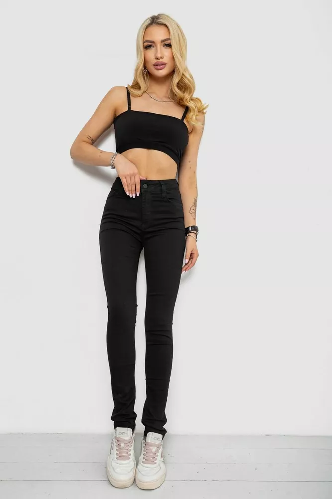 Купити Джинси жіночі Skinny, колір чорний, 182R3394 - Фото №2