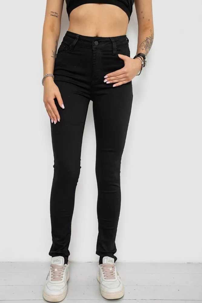 Купити Джинси жіночі Skinny, колір чорний, 182R3394 - Фото №1