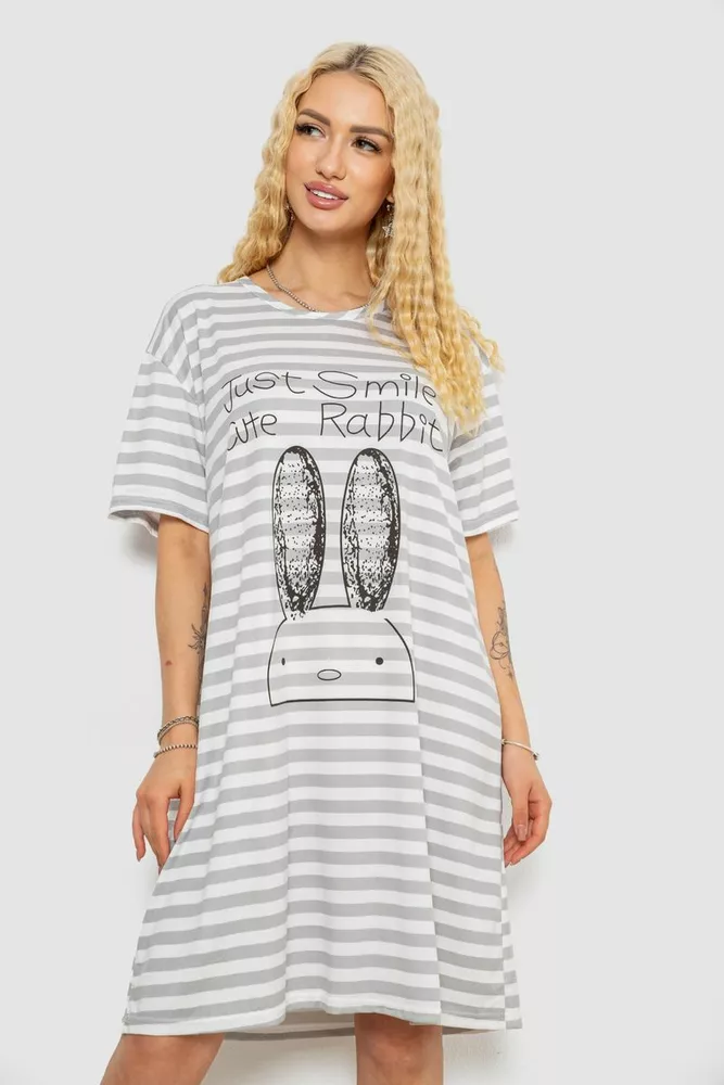 Купити Нічна сорочка, колір сіро-білий, 238R335-7 - Фото №1