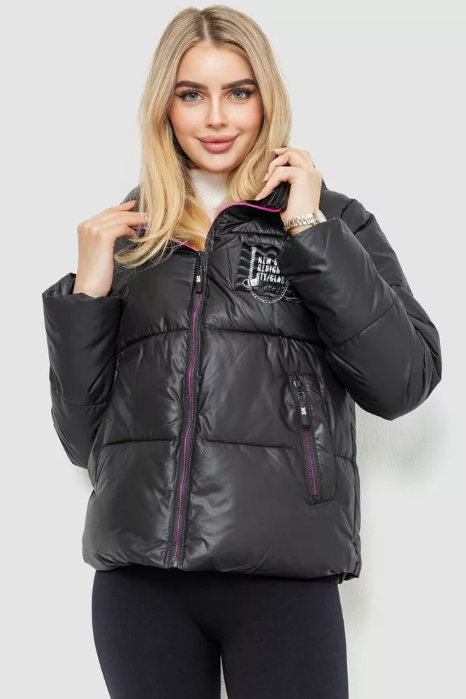 Купити Куртка жіноча демісезонна, колір чорний, 131R816-1 - Фото №1
