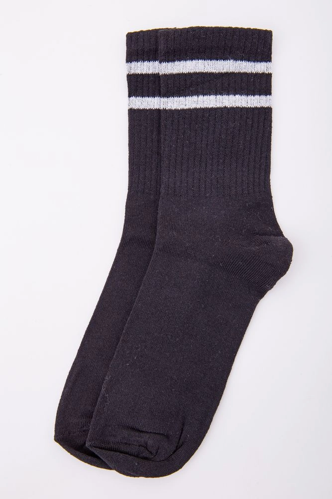 Купить Черные женские носки средней высоты в полоску 131R137096 - Фото №1