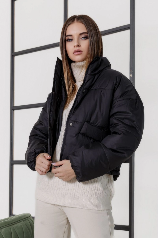 Купити Стильна жіноча куртка, колір чорний, 207R003 оптом - Фото №1