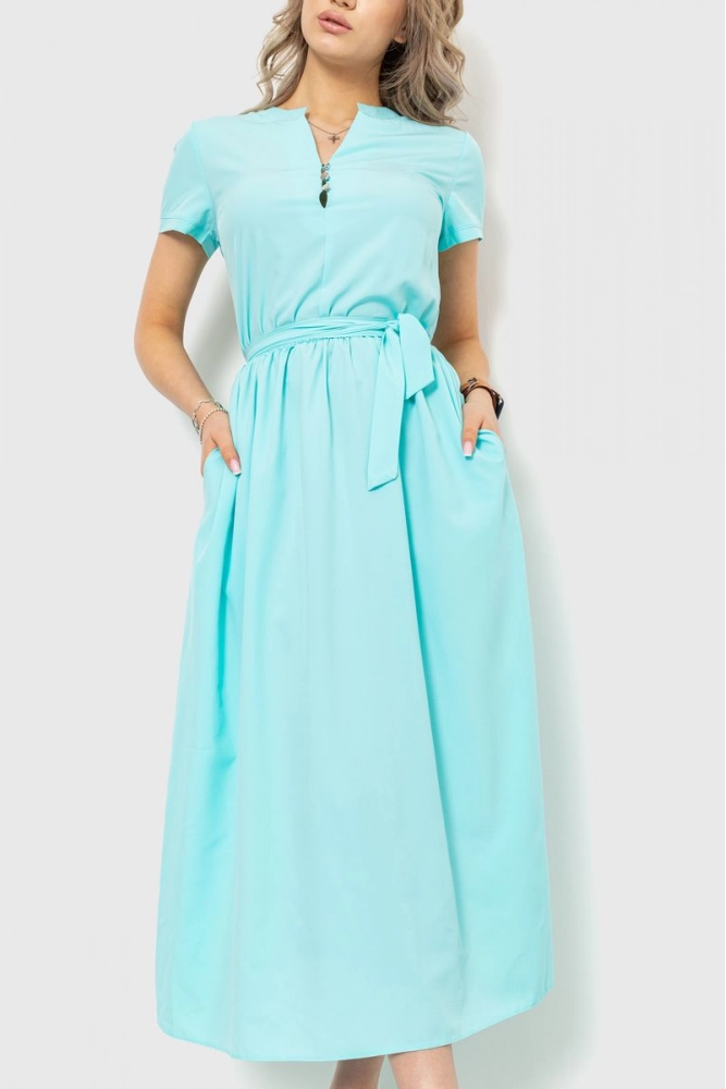 Купить Платье однотонное, цвет мятный, 230R006 - Фото №1