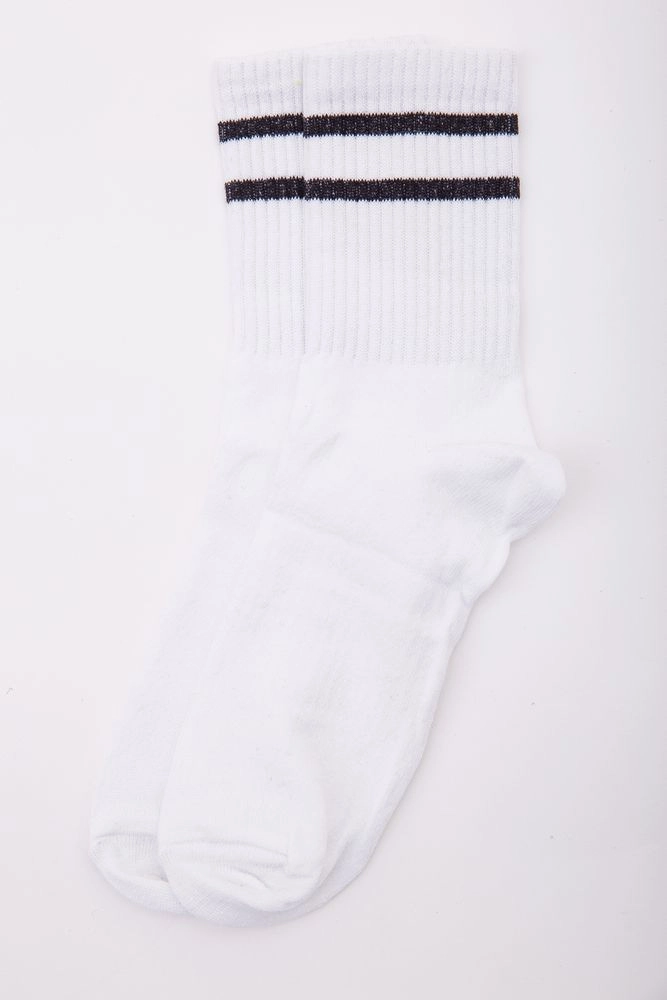 Купить Белые женские носки средней высоты в полоску 131R137096 - Фото №1