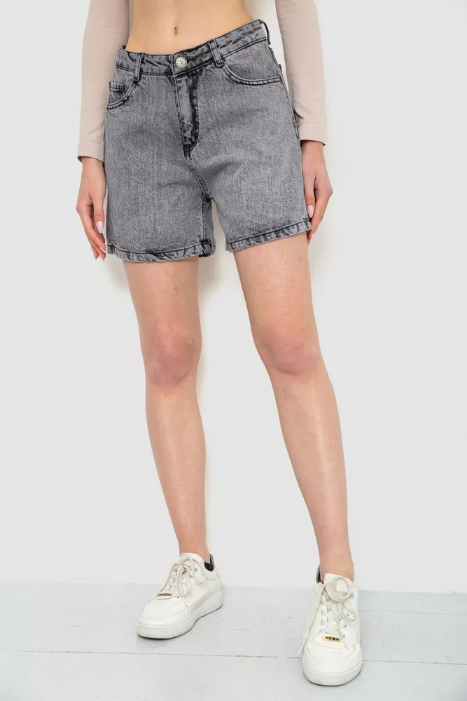 Купити Шорти джинсові жіночі, колір сірий, 244R00501 - Фото №1