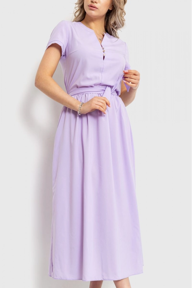 Купити Сукня однотонна, колір бузковий, 230R006 - Фото №1