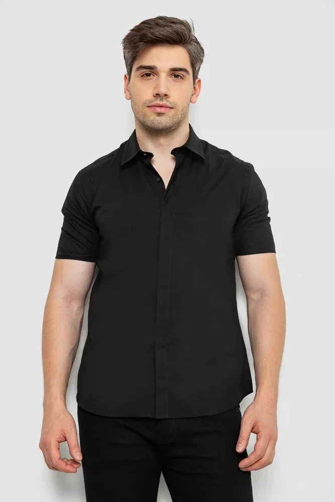 Купити Сорочка чоловіча однотонна, колір чорний, 214R6917-3 - Фото №1