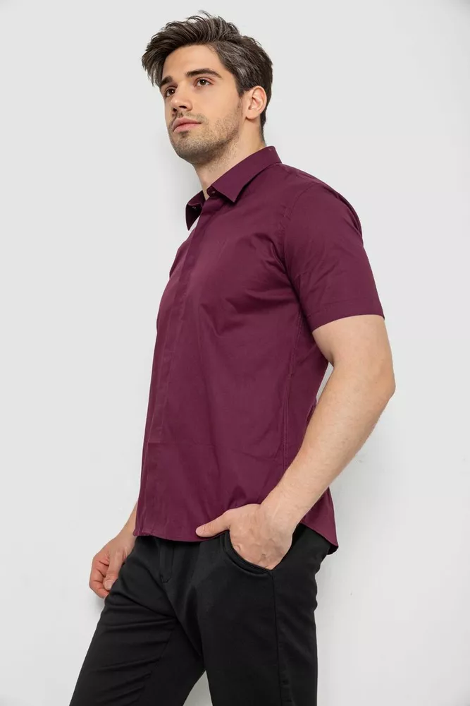 Купити Сорочка чоловіча однотонна, колір сливовий, 214R6917-3 - Фото №3