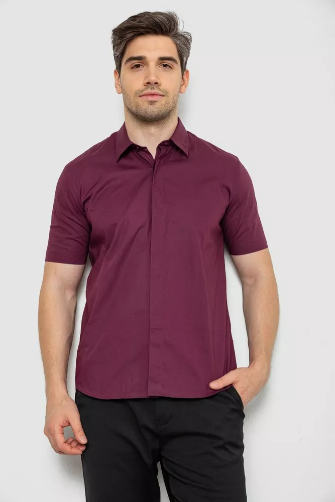 Купити Сорочка чоловіча однотонна, колір сливовий, 214R6917-3 - Фото №1