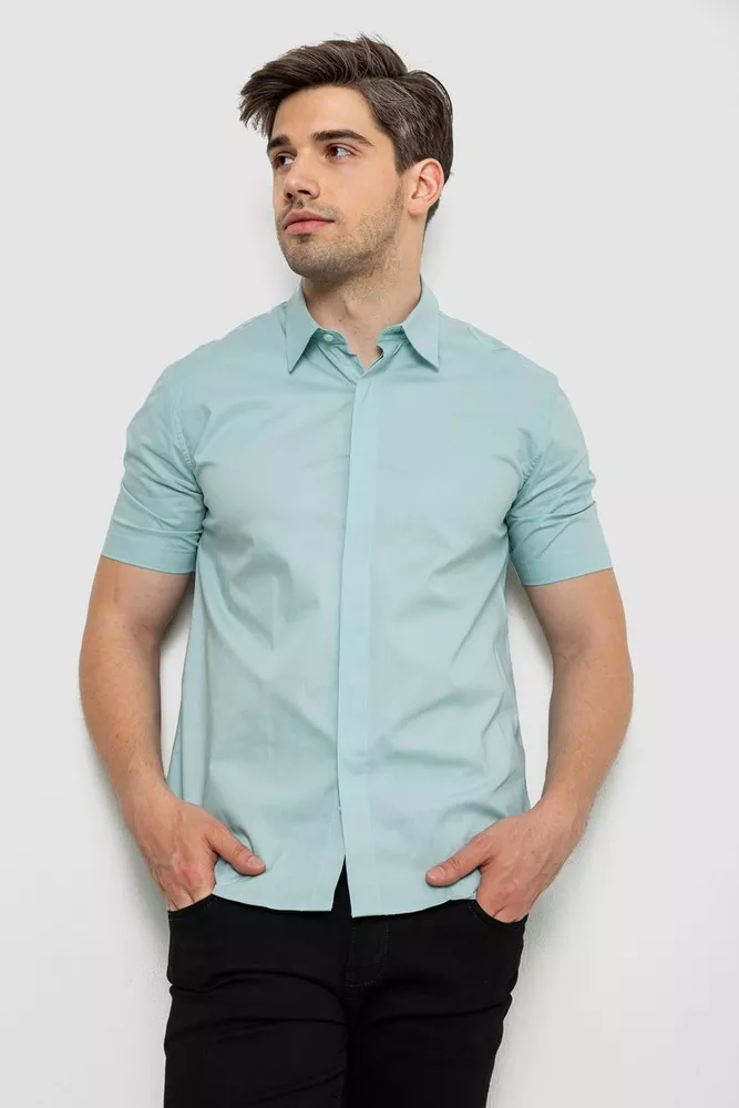 Купити Сорочка чоловіча однотонна, колір оливковий, 214R6917-3 - Фото №1
