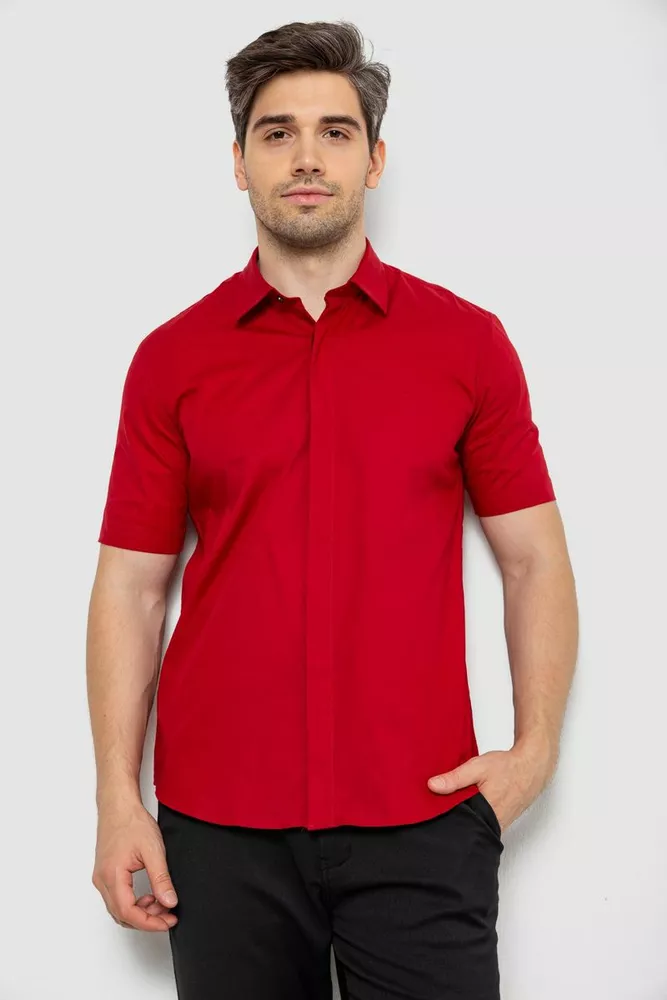 Купити Сорочка чоловіча однотонна, колір бордовий, 214R6917-3 - Фото №1