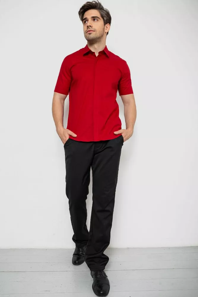 Купити Сорочка чоловіча однотонна, колір бордовий, 214R6917-3 - Фото №2