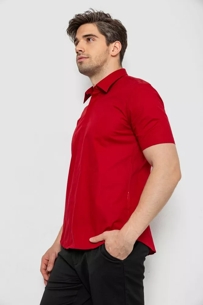Купити Сорочка чоловіча однотонна, колір бордовий, 214R6917-3 - Фото №3