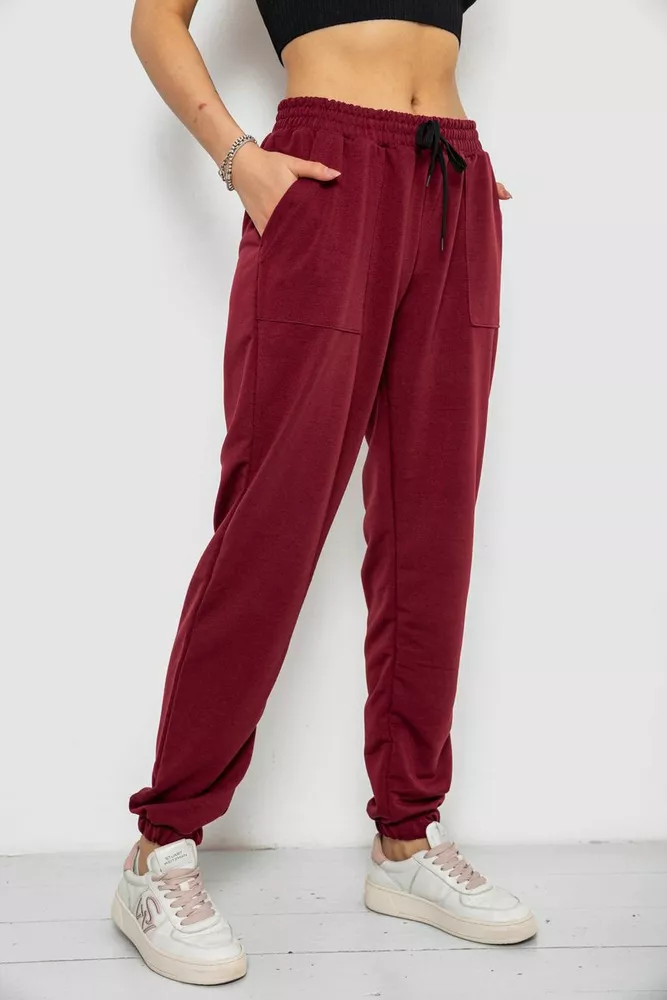 Купить Спортивные штаны женские, цвет бордовый, 238R347 - Фото №3