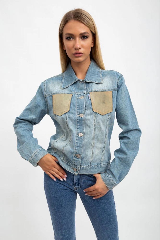 Купити Джинсовая куртка женcкая, голубая 123R2635 оптом - Фото №1