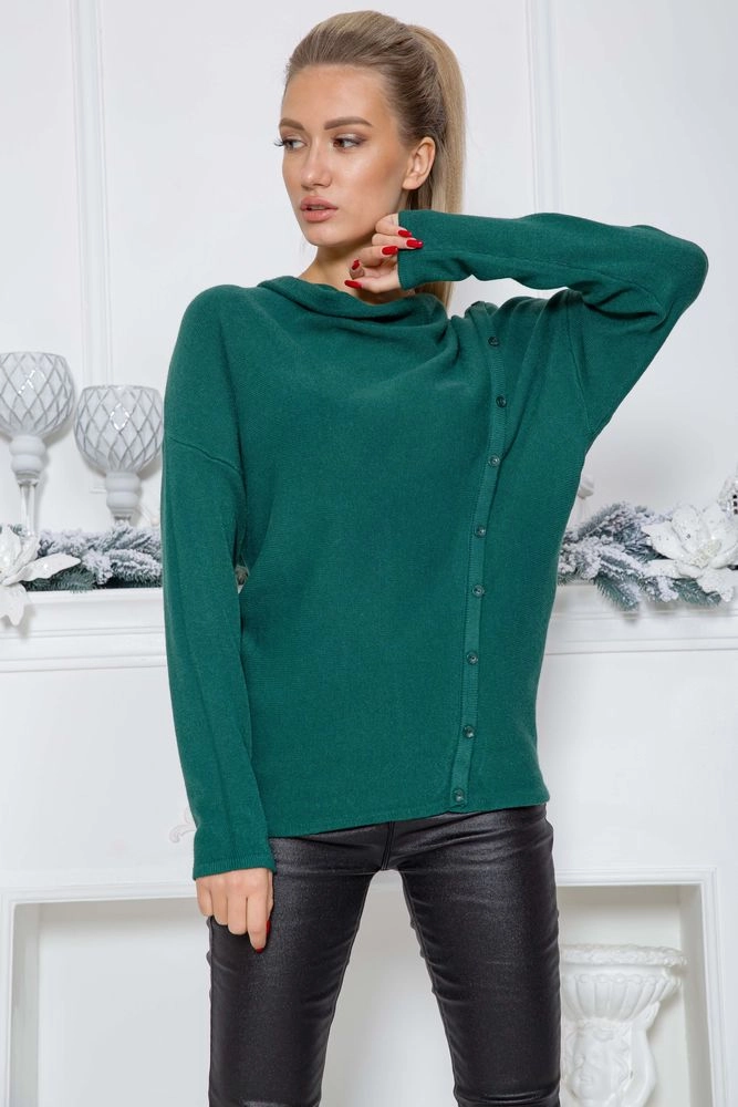 Купити Жіночий светр вільного крою зеленого кольору 131R8059 оптом - Фото №1