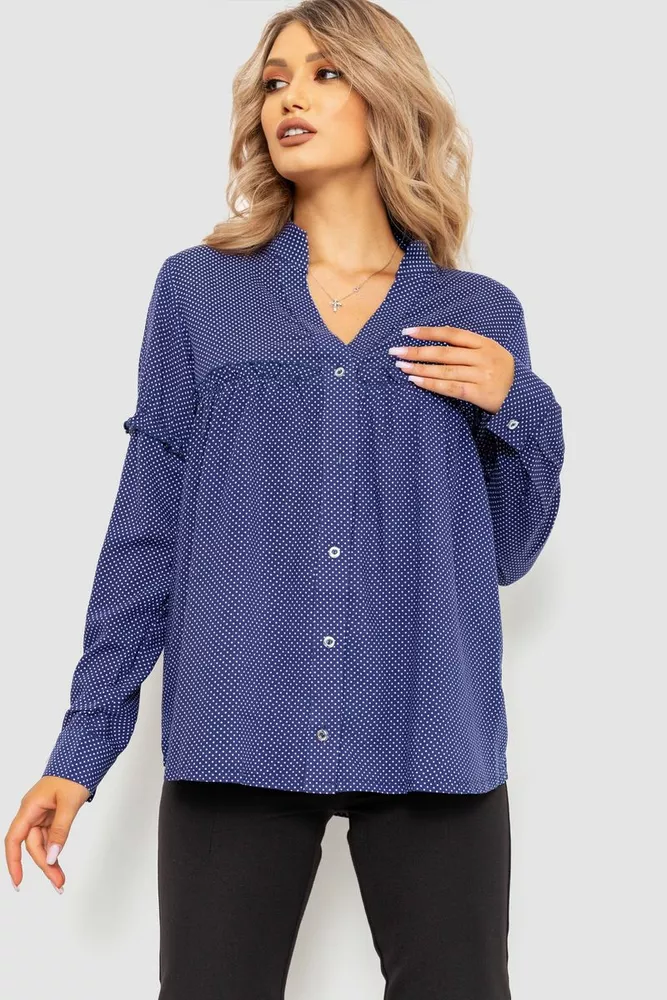 Купить Блуза женская в горох, цвет синий, 102R306 оптом - Фото №1
