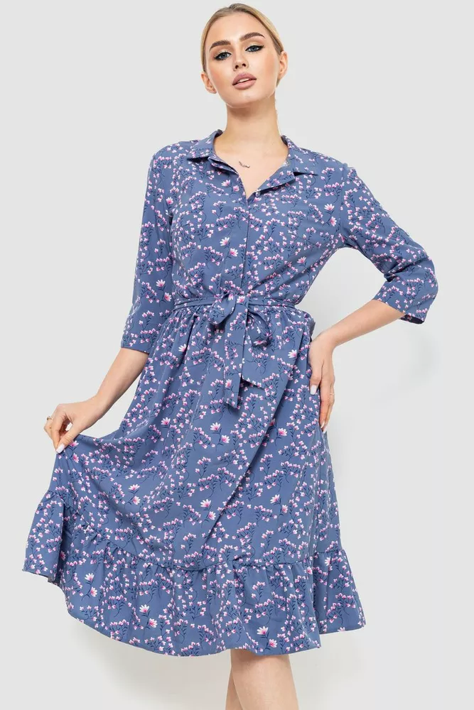 Купити Сукня з принтом, колір синьо-рожевий, 230R040-4 - Фото №1