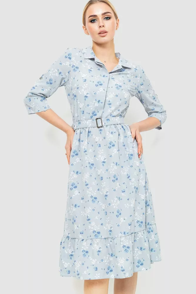 Купити Сукня з принтом, колір сіро-блакитний, 230R040-4 - Фото №1