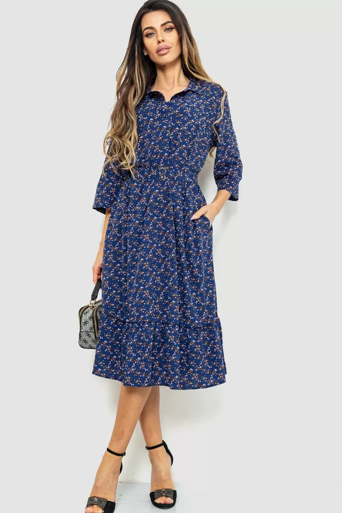 Купити Сукня з принтом, колір темно-синій, 230R040-4 - Фото №1