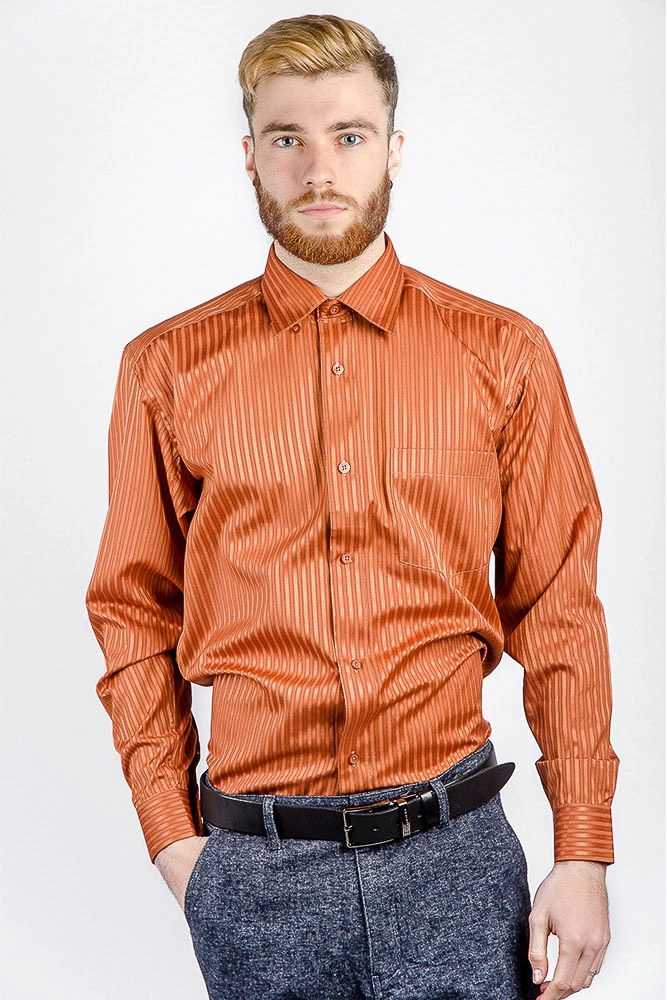 Купить Рубашка мужская атласная, цвет терракотовый, AG-0002342 - Фото №1